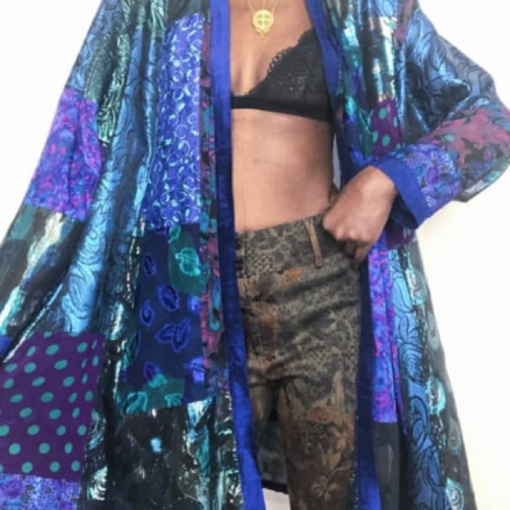 Vintage 80s Maggie Shepherd Patchwork Duster Jacket Women’s Small